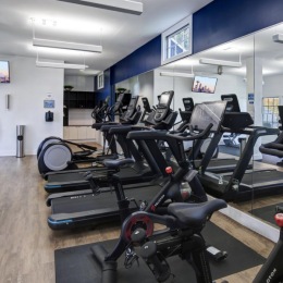 a gym with exercise equipment