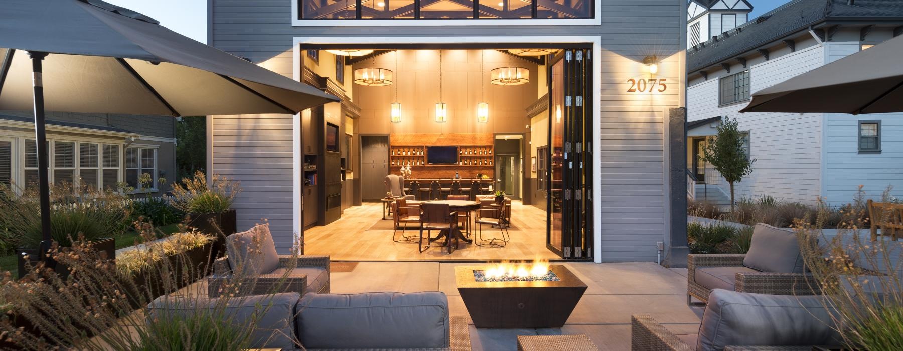 a house with a pool and patio