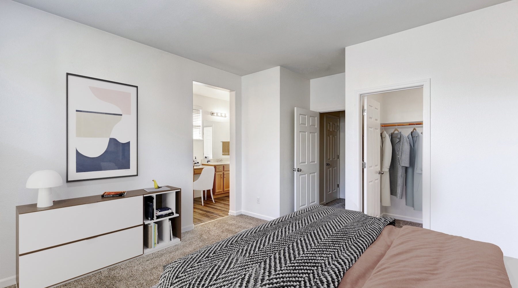 bedroom with bed and closet
